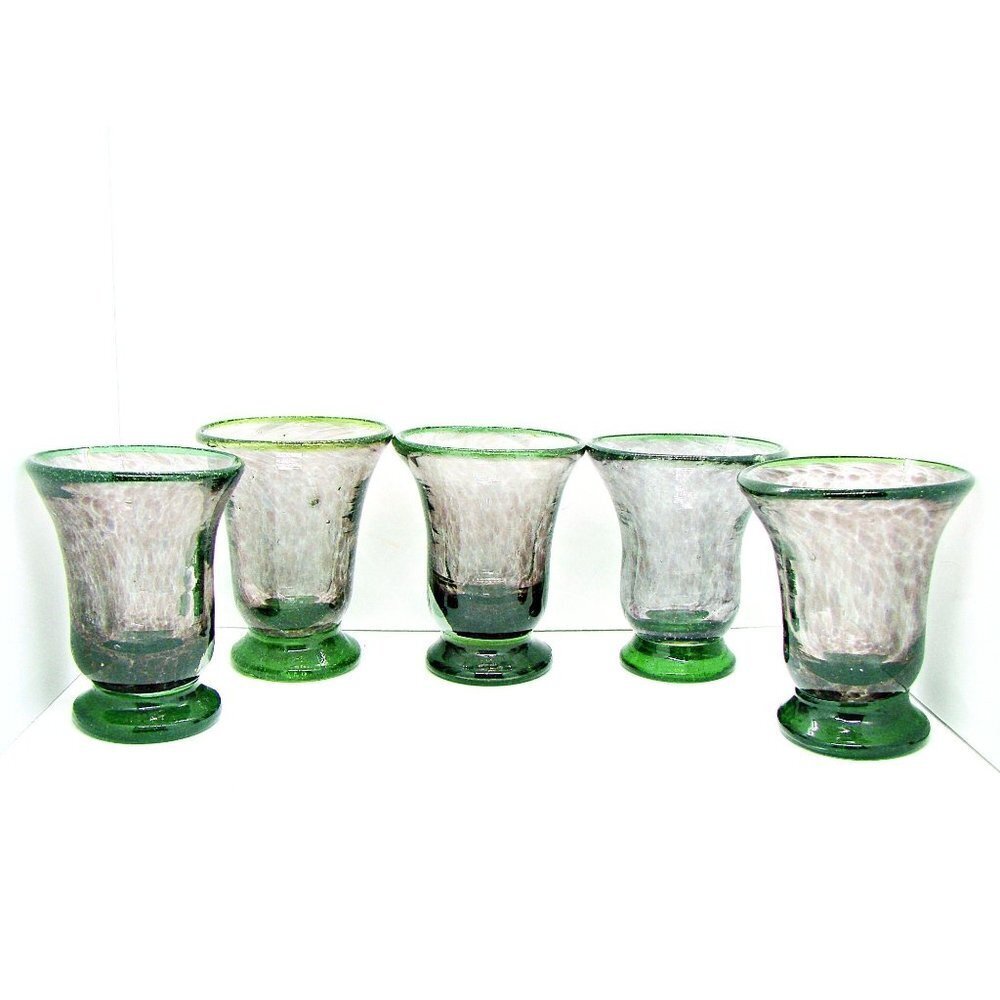 Set of 5 Recycled Footed Dessert Glasses Cups Bowl